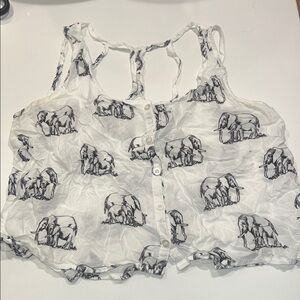 Aeropostale Black and White Elephant Tank Top